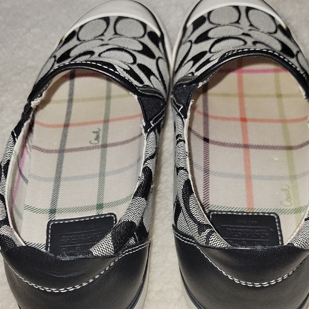 Coach Monogram Black and Gray Slip-On Sneakers - Picture 7 of 8